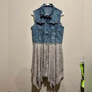 Large jean and lace dress